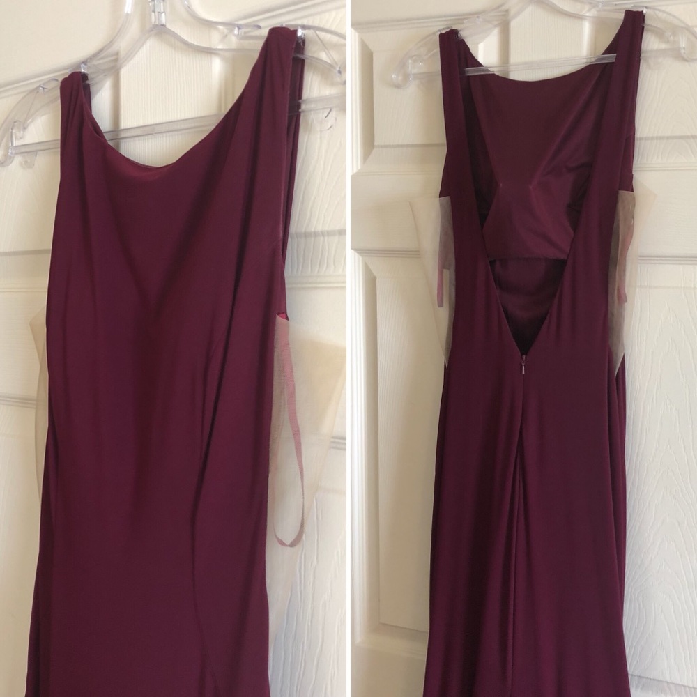 Jovani Burgundy Fitted Open Back Jersey Dress - Picture 4 of 9